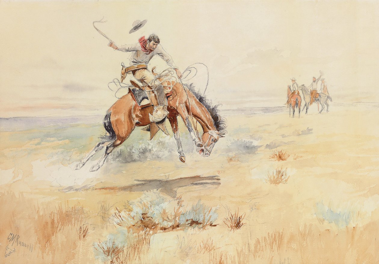 El domador de broncos, 1894 de Charles Marion Russell
