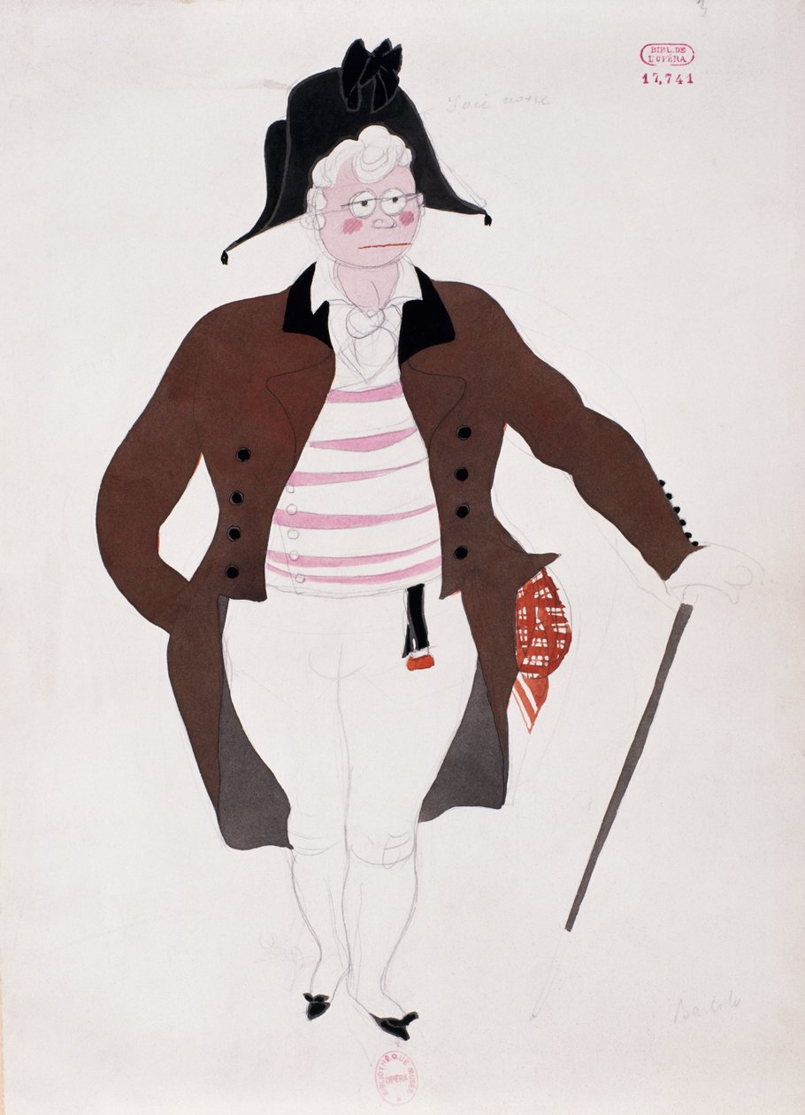 Traje para el personaje de Bartolo de El barbero de Sevilla de Gioacchino Rossini, boceto de Charles Martin (1884-1934) de Charles Martin