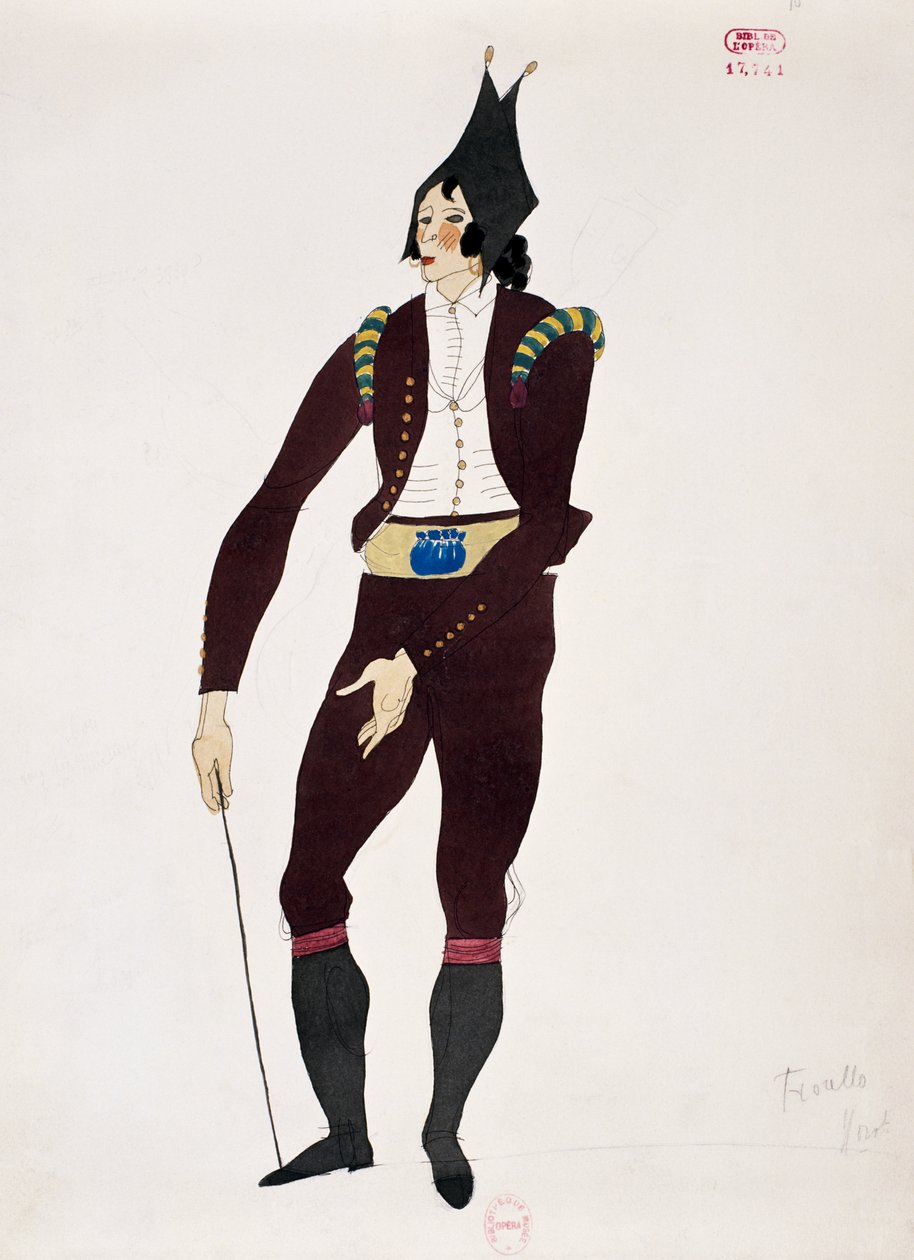 Traje para el personaje de Fiorello de El barbero de Sevilla de Gioacchino Rossini, boceto de Charles Martin (1884-1934) de Charles Martin
