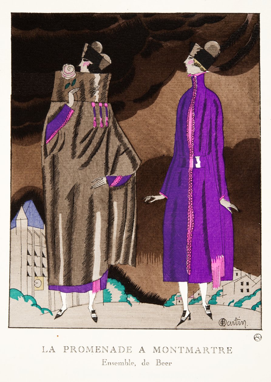 La Promenade à Montmartre, de una colección de láminas de moda, 1920 de Charles Martin