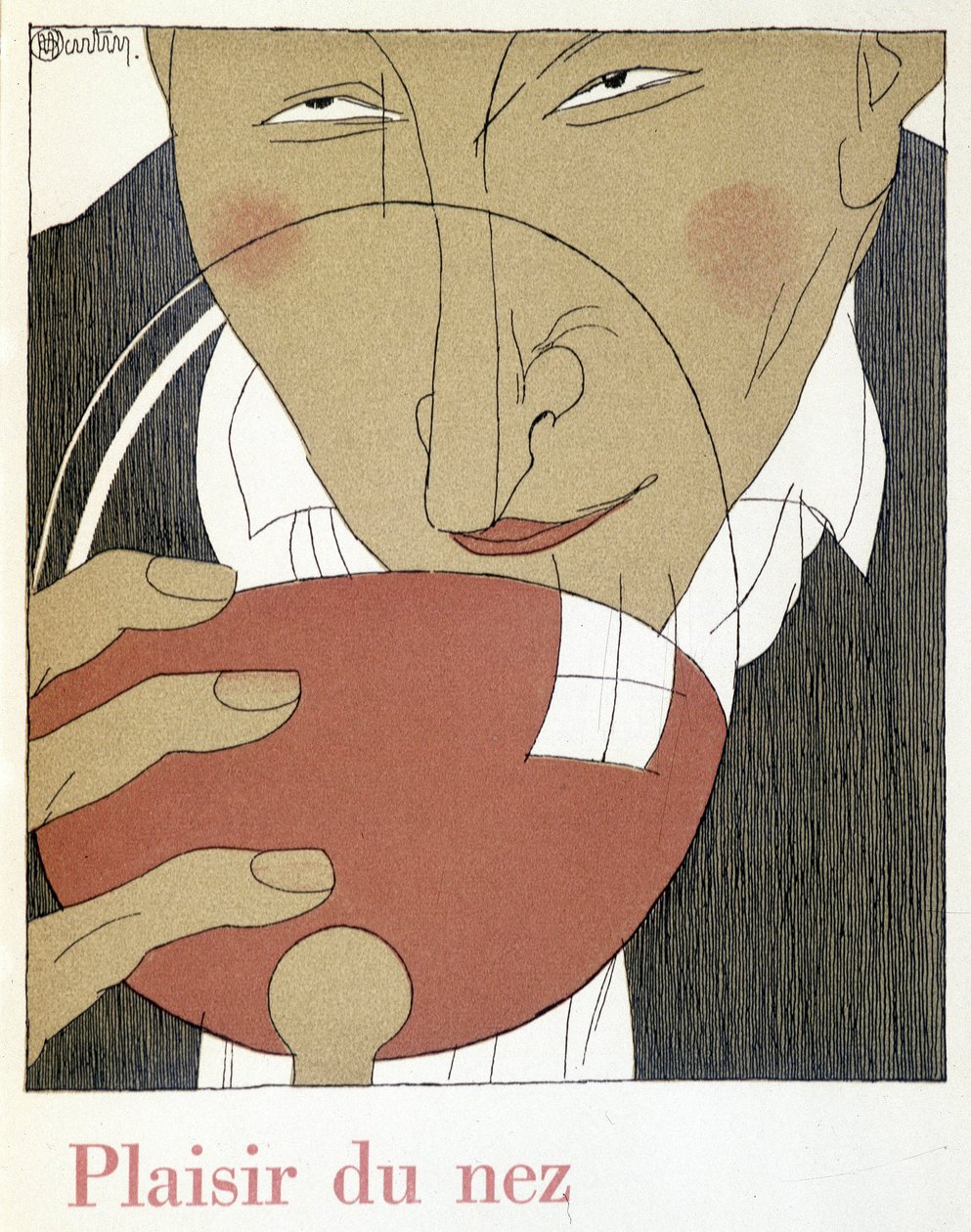 Placer de la nariz - en "Monseigneur le vin", dibujo de Charles Martin (1884-1934), fascículo de los Establecimientos Nicolas de Charles Martin
