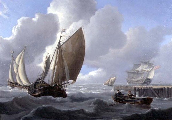 Embarcaciones frente a la Costa Holandesa de Charles Martin Powell