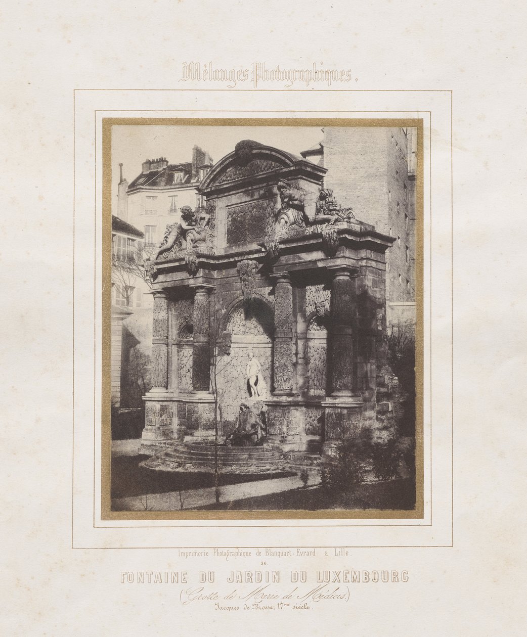 Fuente en el Jardin du Luxembourg (Gruta de Marie de Medici) de Charles Marville