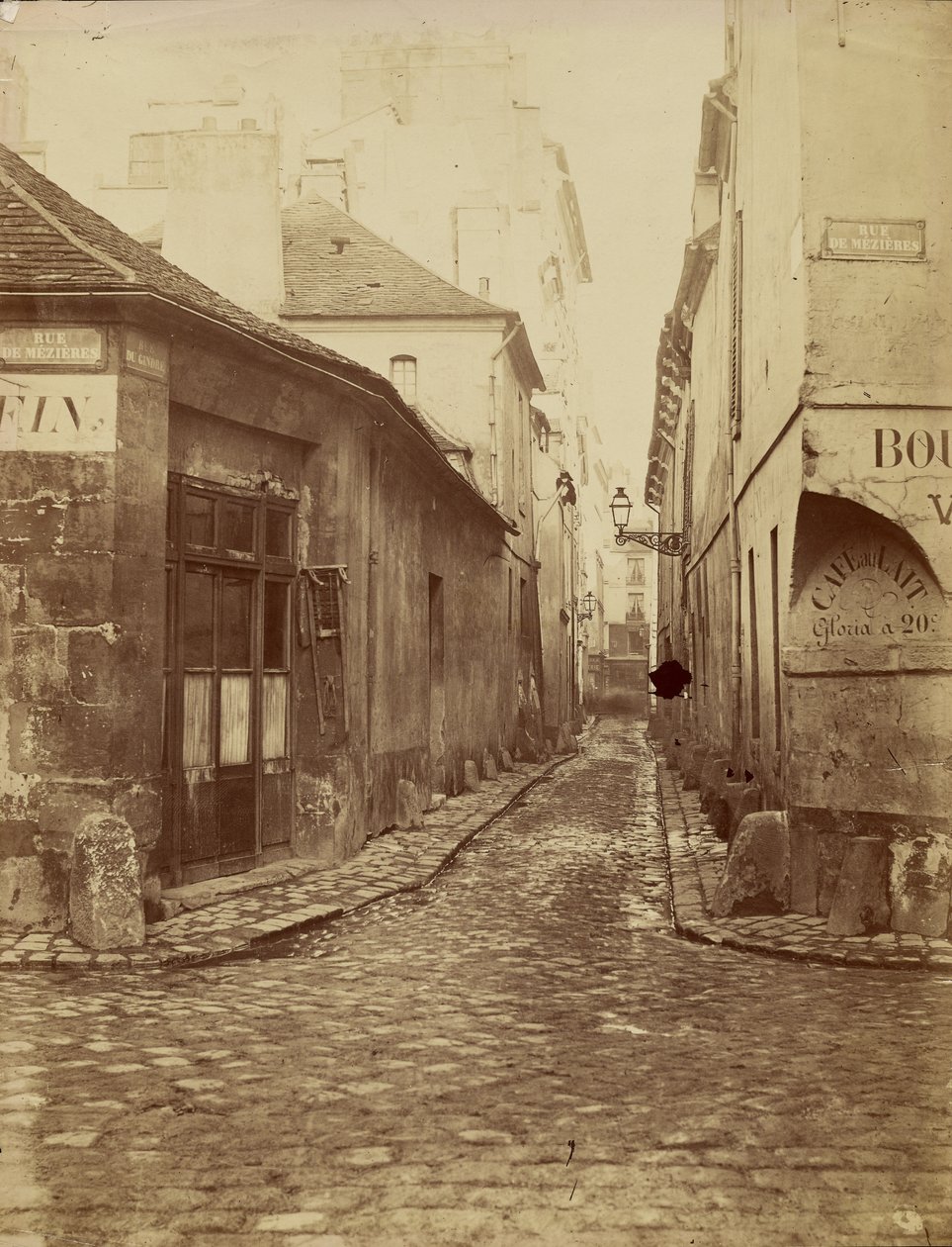 Rue du Gindre (parte de la Rue Madame). Vista tomada desde la Rue de Mézières hacia la Rue du Vieux-Colombier. de Charles Marville