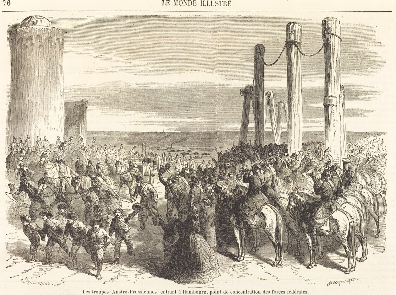 Las tropas austro-prusianas entrando en Hamburgo de Charles Maurand after Godefroy Durand