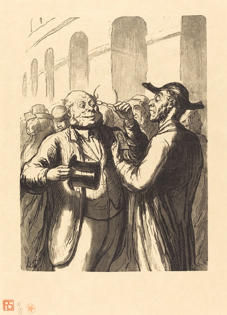 Exposición universal: La Inspección de las fotografías en los torniquetes de Charles Maurand after Honoré Daumier