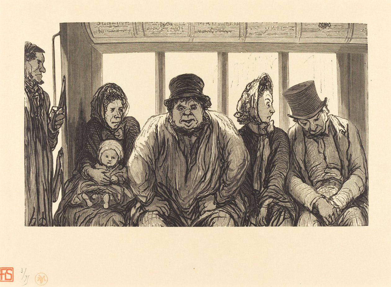 Interior de un Ómnibus de Charles Maurand after Honoré Daumier