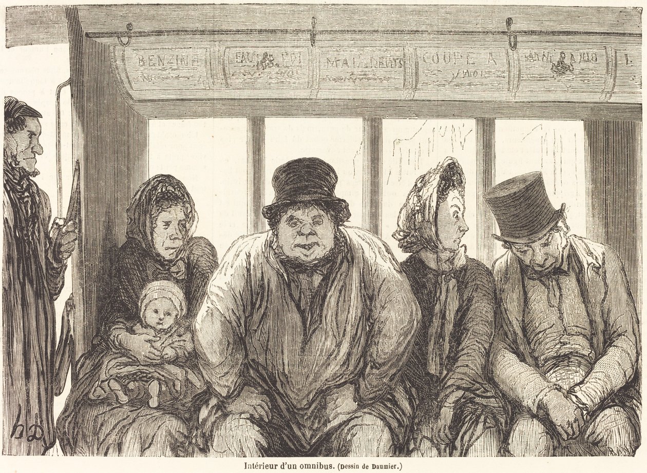 Interior de un ómnibus [mitad inferior] de Charles Maurand after Honoré Daumier