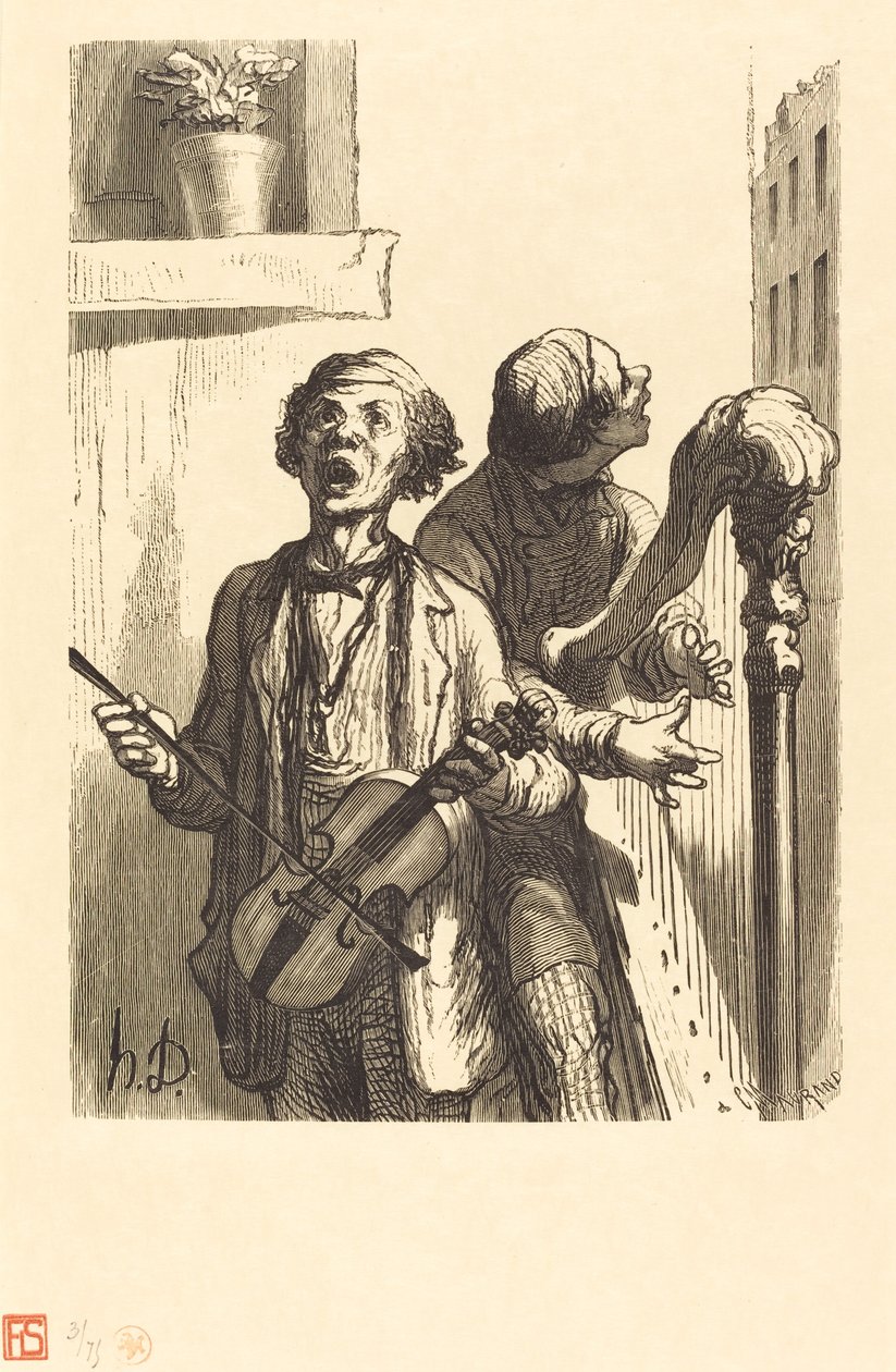 Los cantantes de calle de Charles Maurand after Honoré Daumier