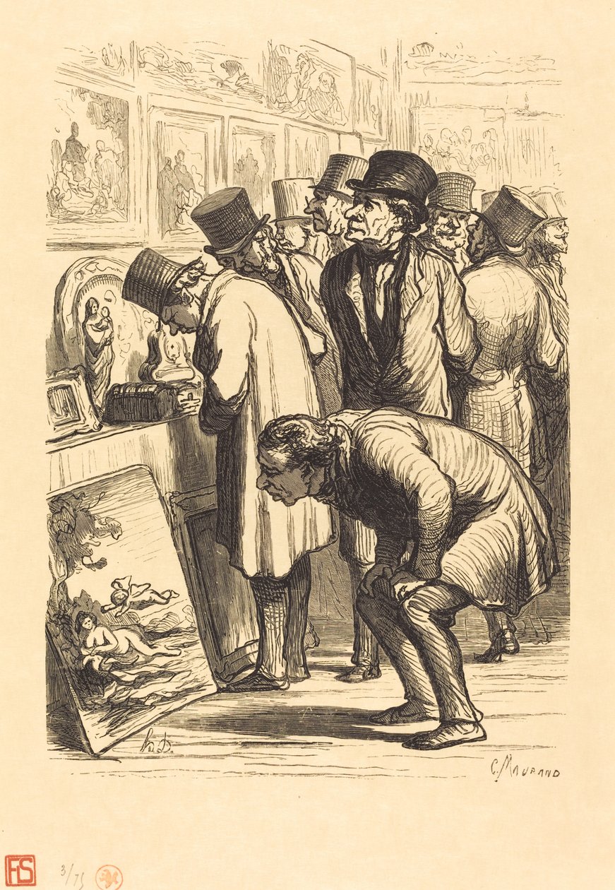 Una Sala del hotel Drouot un día de exposición de Charles Maurand after Honoré Daumier