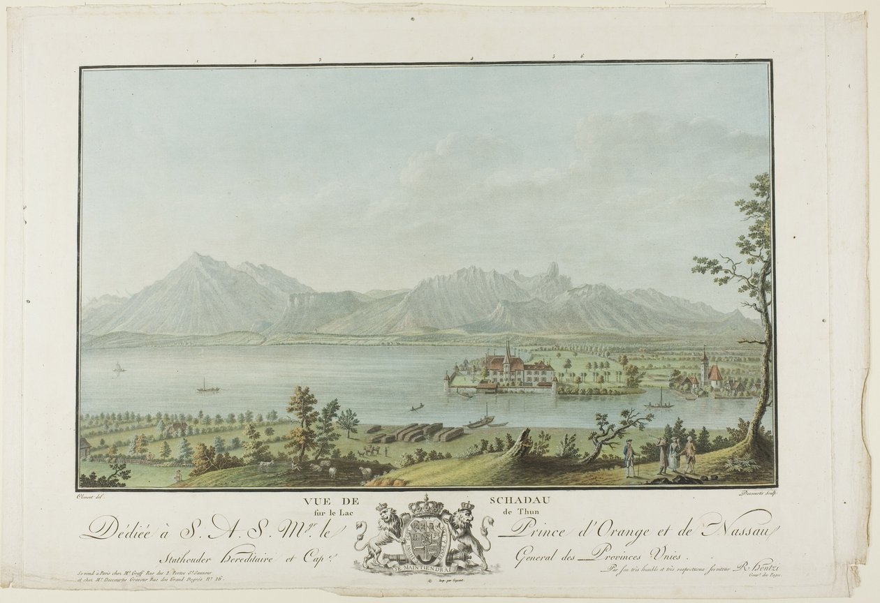 Vista desde Schadau del lago de Thun de Charles Melchior Descourtis