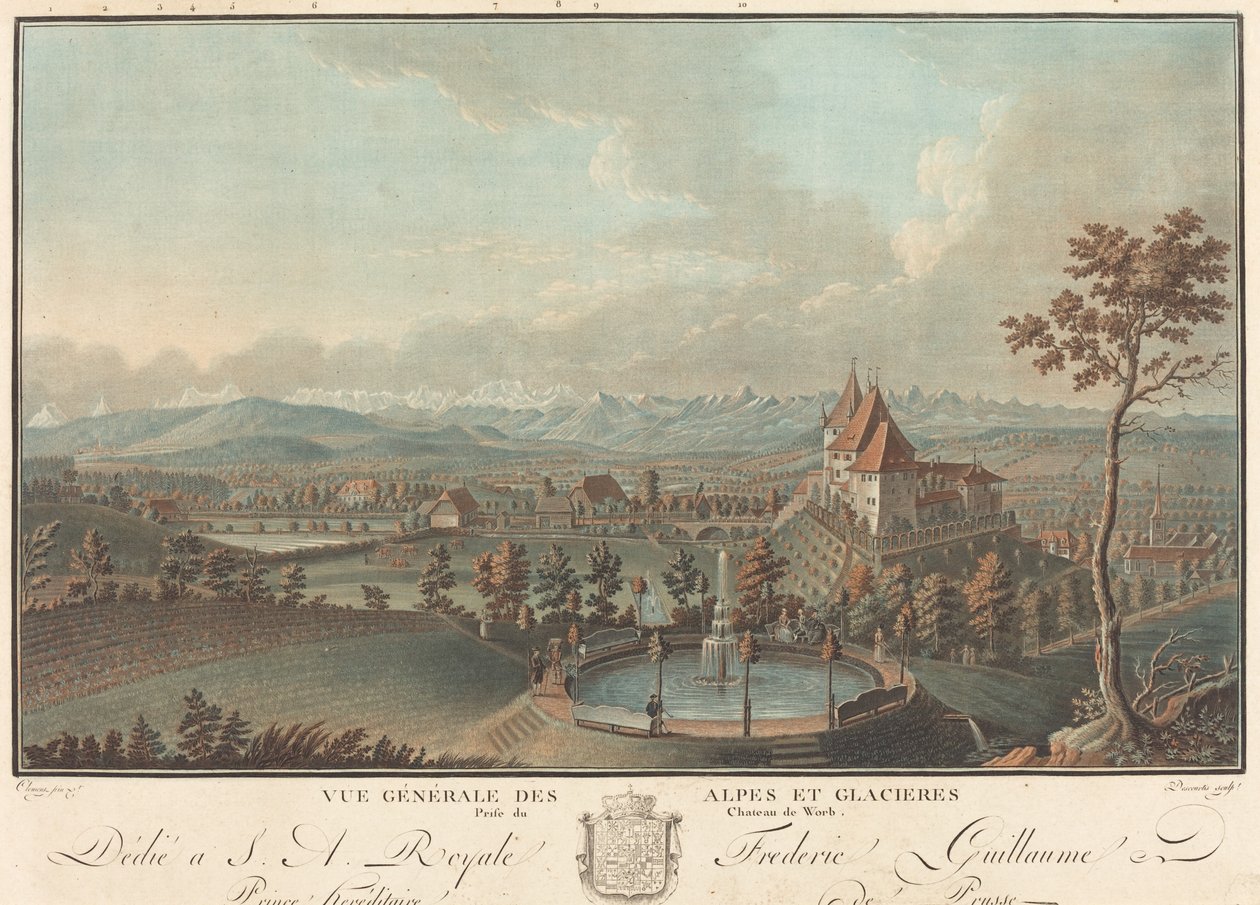 Vista General de los Alpes y Glaciares de Charles Melchior Descourtis