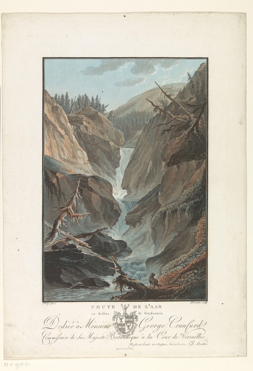 Waterval van de rivier de Aare
Cascada del Aare sobre Gutdannen (título del objeto)
Vistas notables de las montañas de Suiza (título de la serie) de Charles Melchior Descourtis