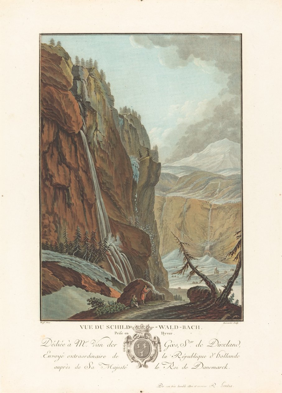 Vista del Schild-Wald-Bach tomada en invierno de Charles Melchior Descourtis after Caspar Wolf