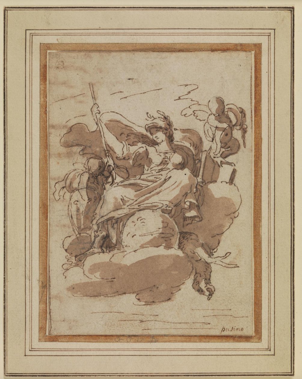 Figura femenina alegórica, sentada en las nubes de Charles Mellin