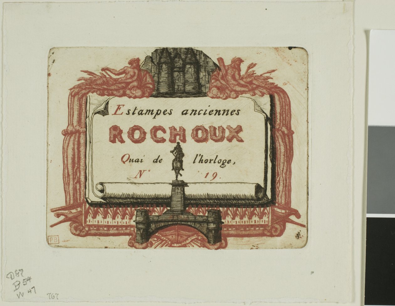 Tarjeta de Dirección del Vendedor de Grabados, Rochoux de Charles Meryon