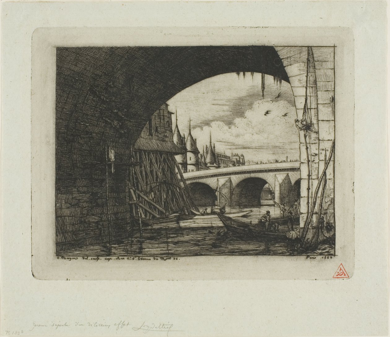 Un arco del Pont Notre-Dame, París de Charles Meryon