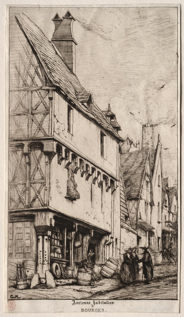 Una vieja casa en Bourges, a veces llamada la Casa de los Músicos, 1860 de Charles Meryon