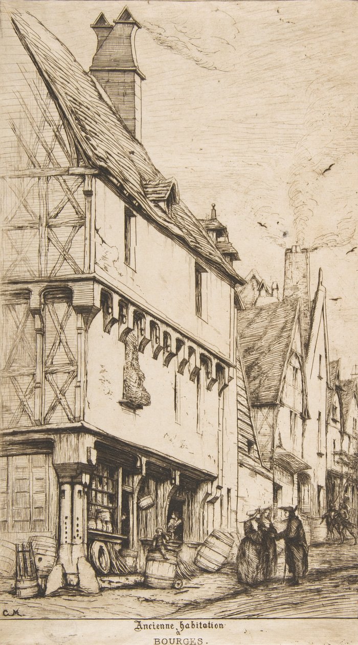 Una casa antigua, o La casa del músico, Bourges, 1860 de Charles Meryon