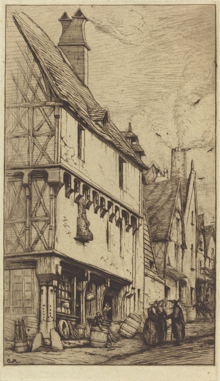 Antigua casa en Bourges, llamada "La Casa del Músico" de Charles Meryon