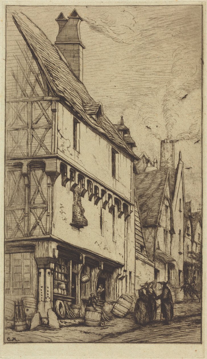 Una antigua casa en Bourges, llamada a veces «La casa del músico» de Charles Meryon