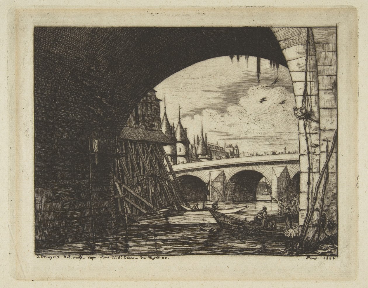 Arco, Pont Notre-Dame, París de Charles Meryon