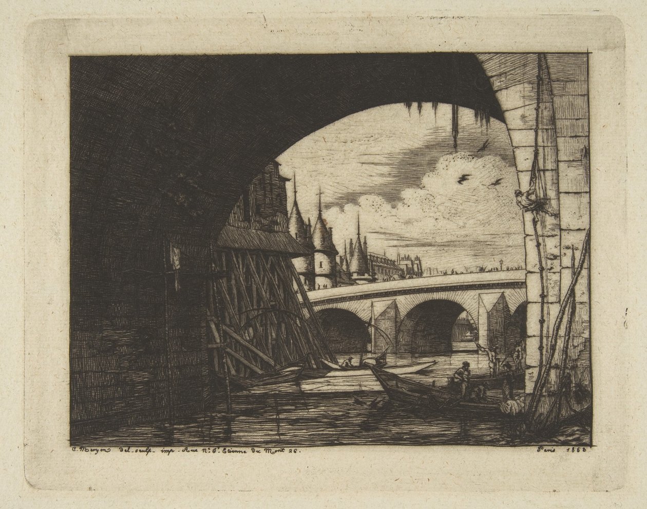 Arco, Pont Notre-Dame, París, de «Grabados de París» de Charles Meryon