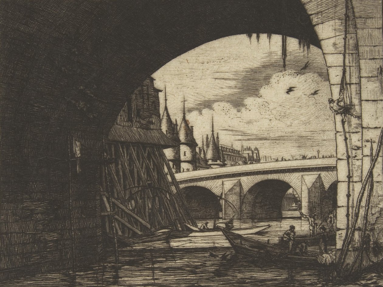 Arco, Pont Nôtre-Dame, París, 1853 de Charles Meryon