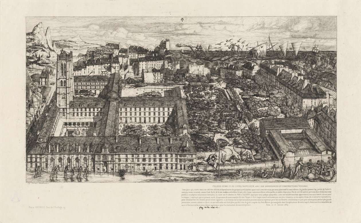 Colegio Enrique IV, París, o Escuela Napoleón de Charles Meryon