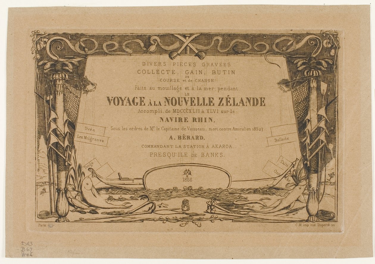 Portada de un viaje a Nueva Zelanda (1842-46) de Charles Meryon