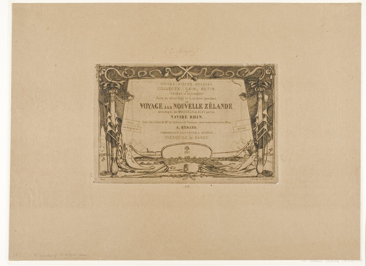 Portada de un viaje a Nueva Zelanda (1842-46) de Charles Meryon