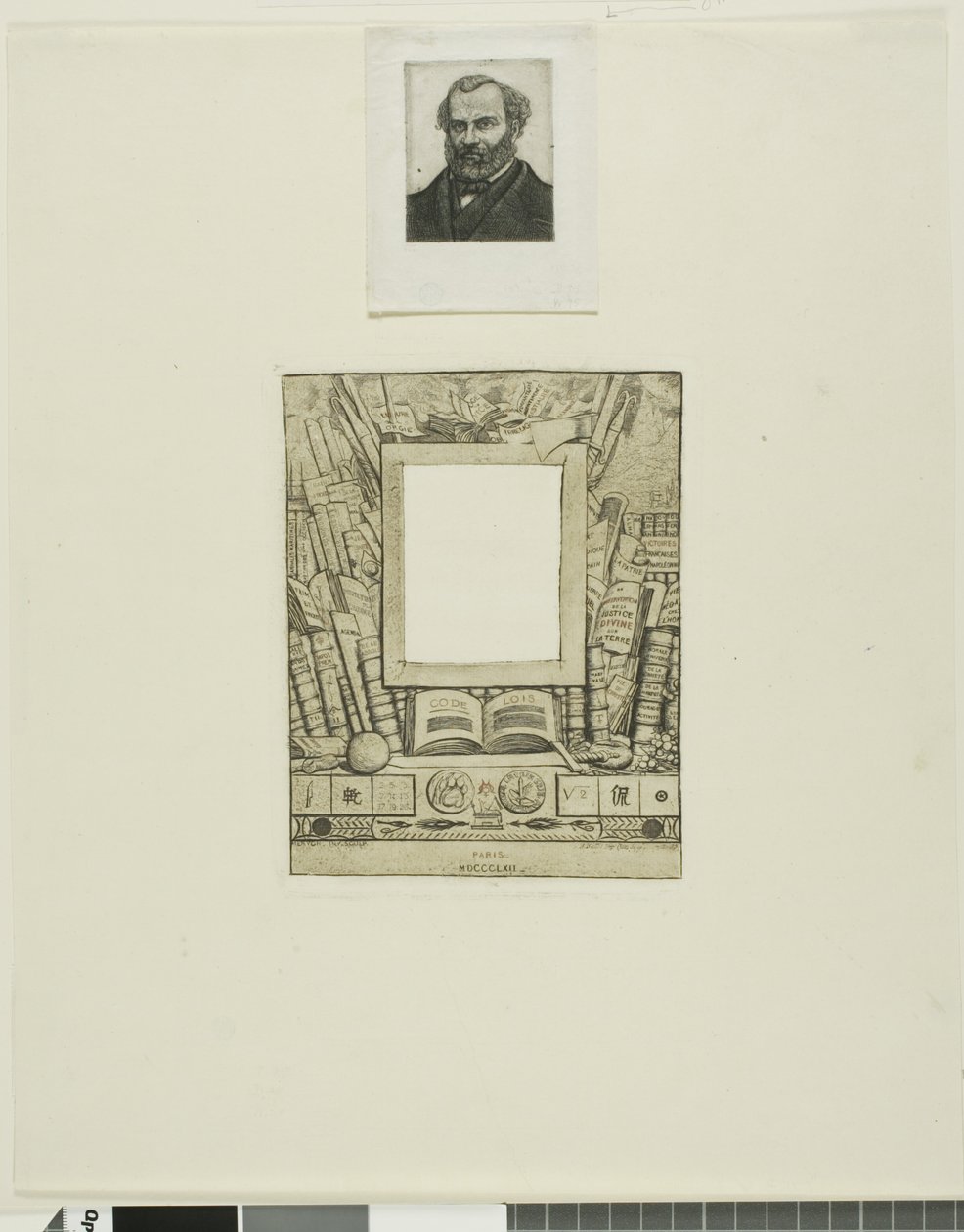 Diseño de un marco para el retrato de Armand Guéraud de Charles Meryon