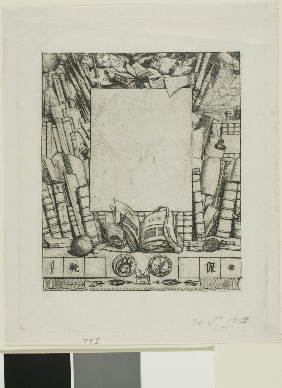 Diseño de un marco para el retrato de Armand Guéraud de Charles Meryon