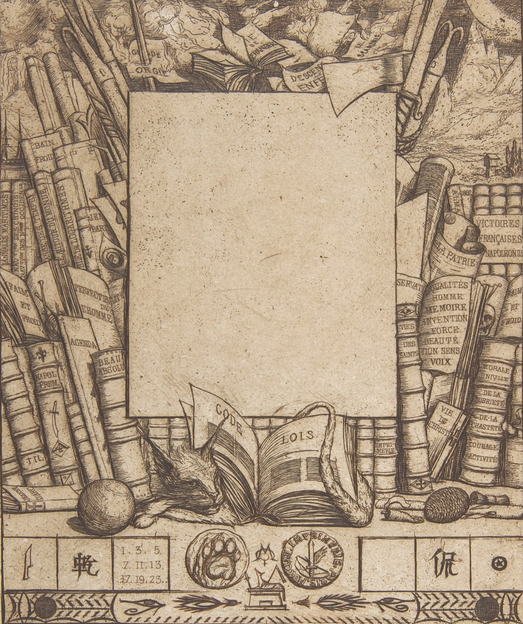 Diseño para un marco para el retrato de Armand Guéraud, 1862 de Charles Meryon