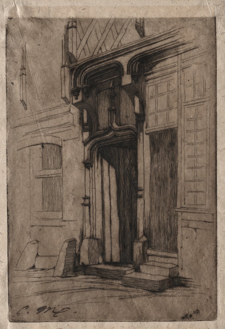 Puerta de un Antiguo Convento en la Rue Mirabeau, Bourges de Charles Meryon