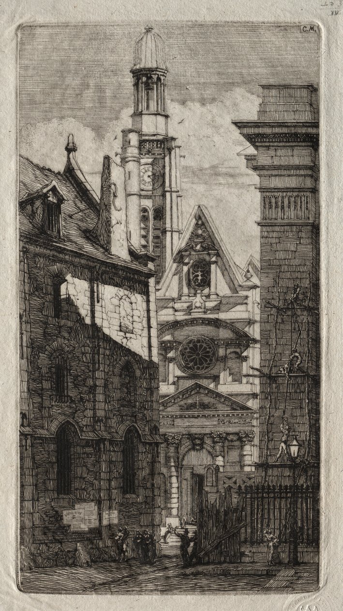 Grabados de París: Iglesia de San Esteban del Monte de Charles Meryon
