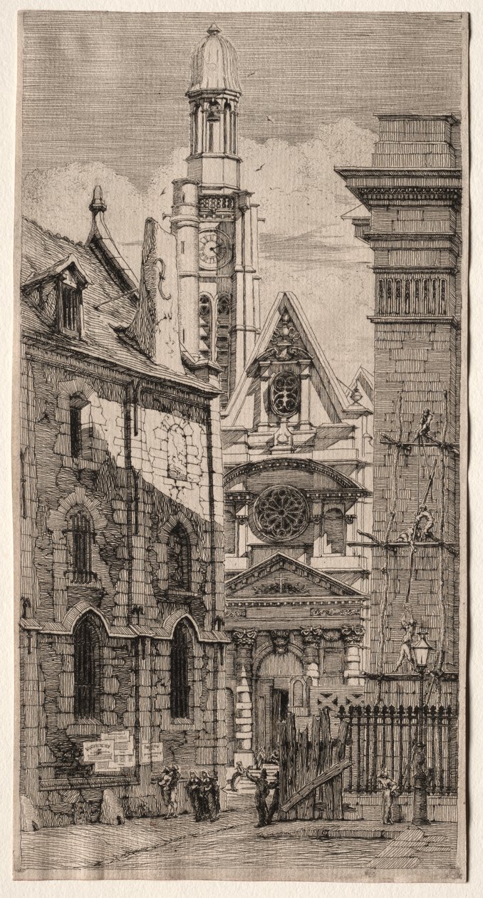 Grabados de París: Iglesia de San Esteban del Monte de Charles Meryon