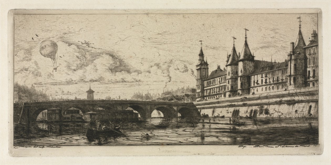 Grabados de París: El Puente del Intercambio de Charles Meryon