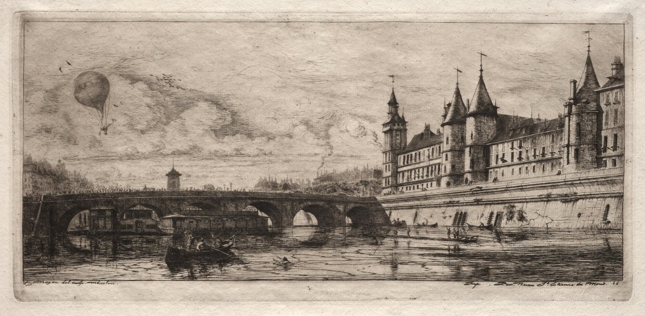 Aguafuertes de París: El Puente del Intercambio, 1854 de Charles Meryon