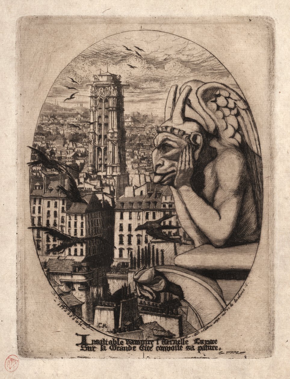 Grabados de París: La Gárgola de Charles Meryon