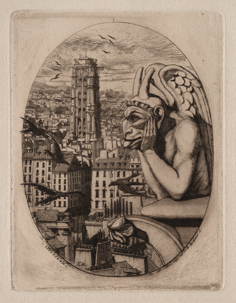 Grabados de París: La Gárgola, 1853 de Charles Meryon