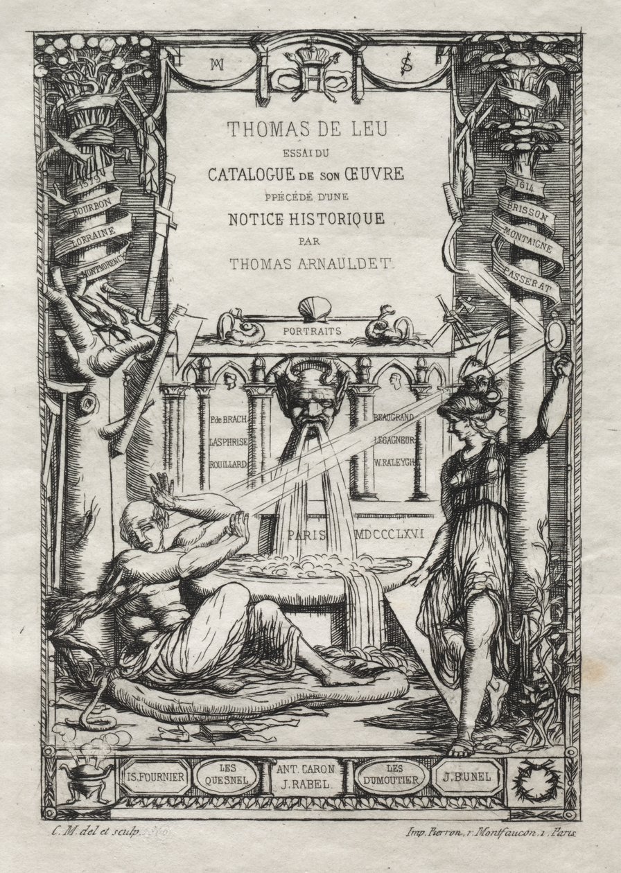 Frontispicio para un catálogo de los grabados de Thomas de Leu de Charles Meryon