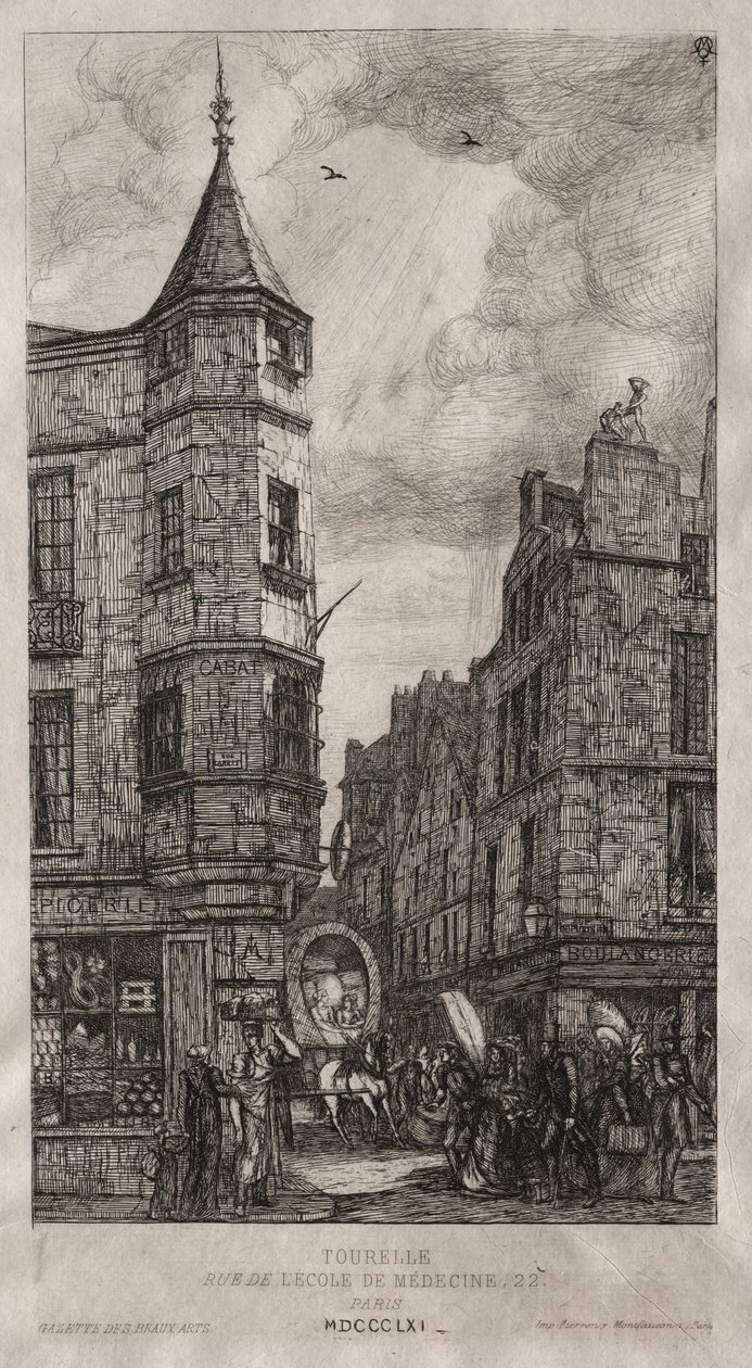Casa con una Torre, No. 22 Calle de la Escuela de Medicina de Charles Meryon