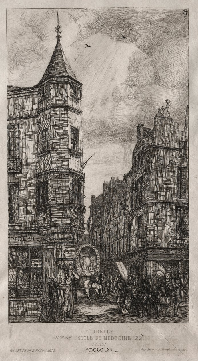 Casa con torre, No. 22 Calle de la Escuela de Medicina, 1861 de Charles Meryon