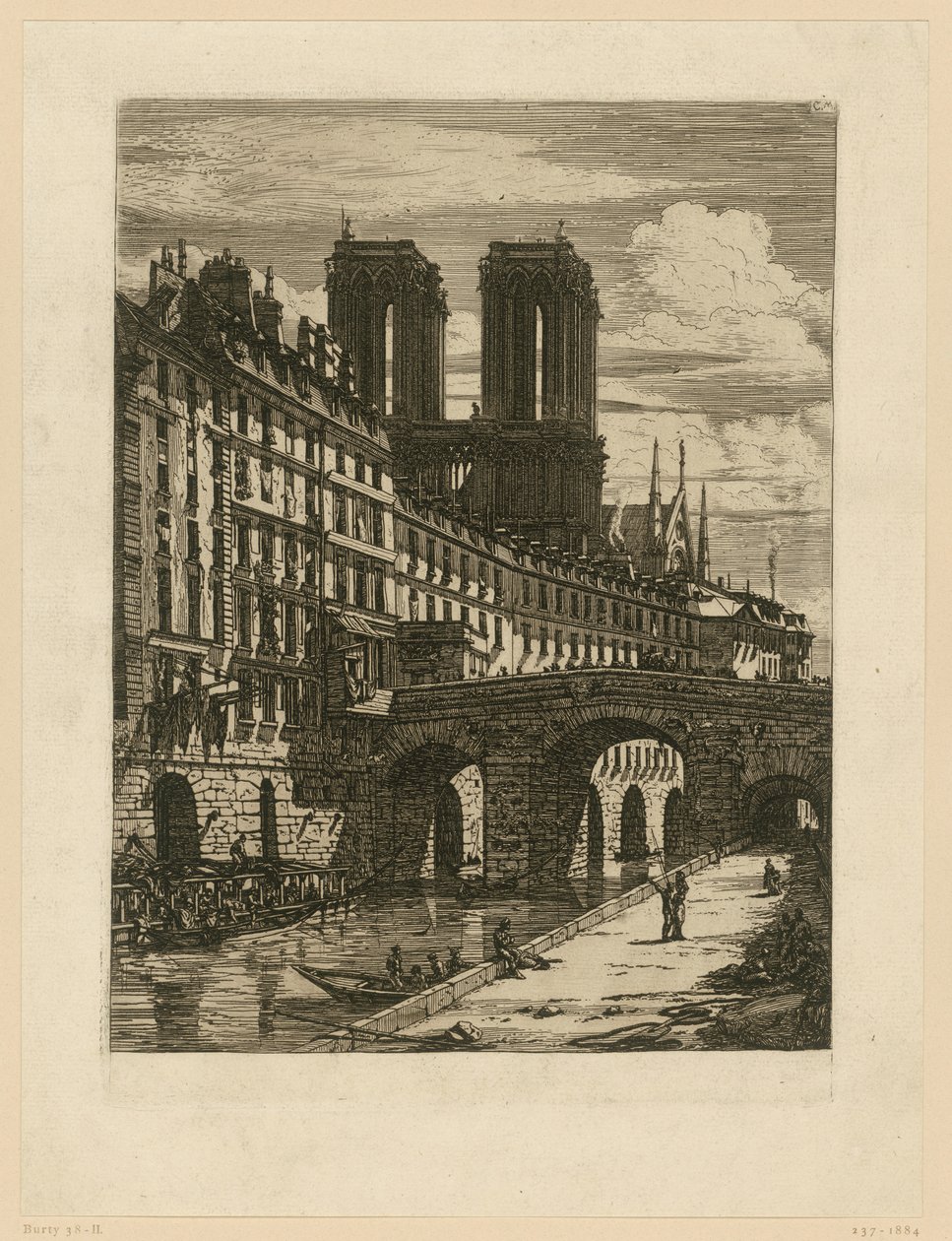 Impresión en la calle Rue Neuve de Saint-Étienne-du-Mont de Charles Meryon