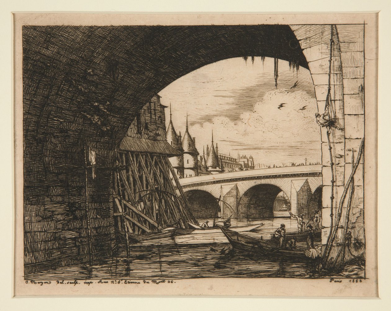 El arco del Pont Notre-Dame, París de Charles Meryon