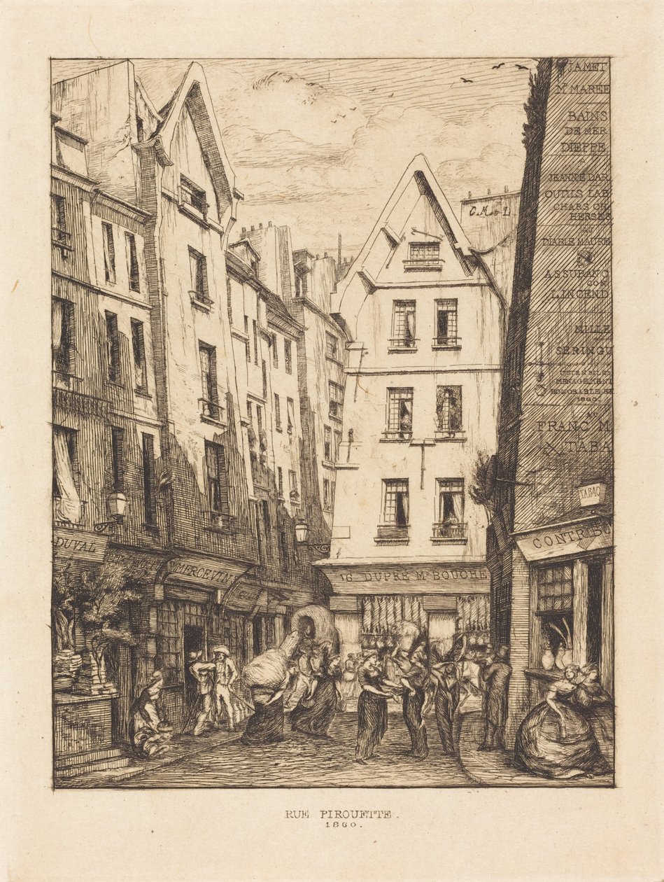 La calle Pirouette, cerca de los mercados, París (Pirouette Street, Near the Markets, Paris) de Charles Meryon