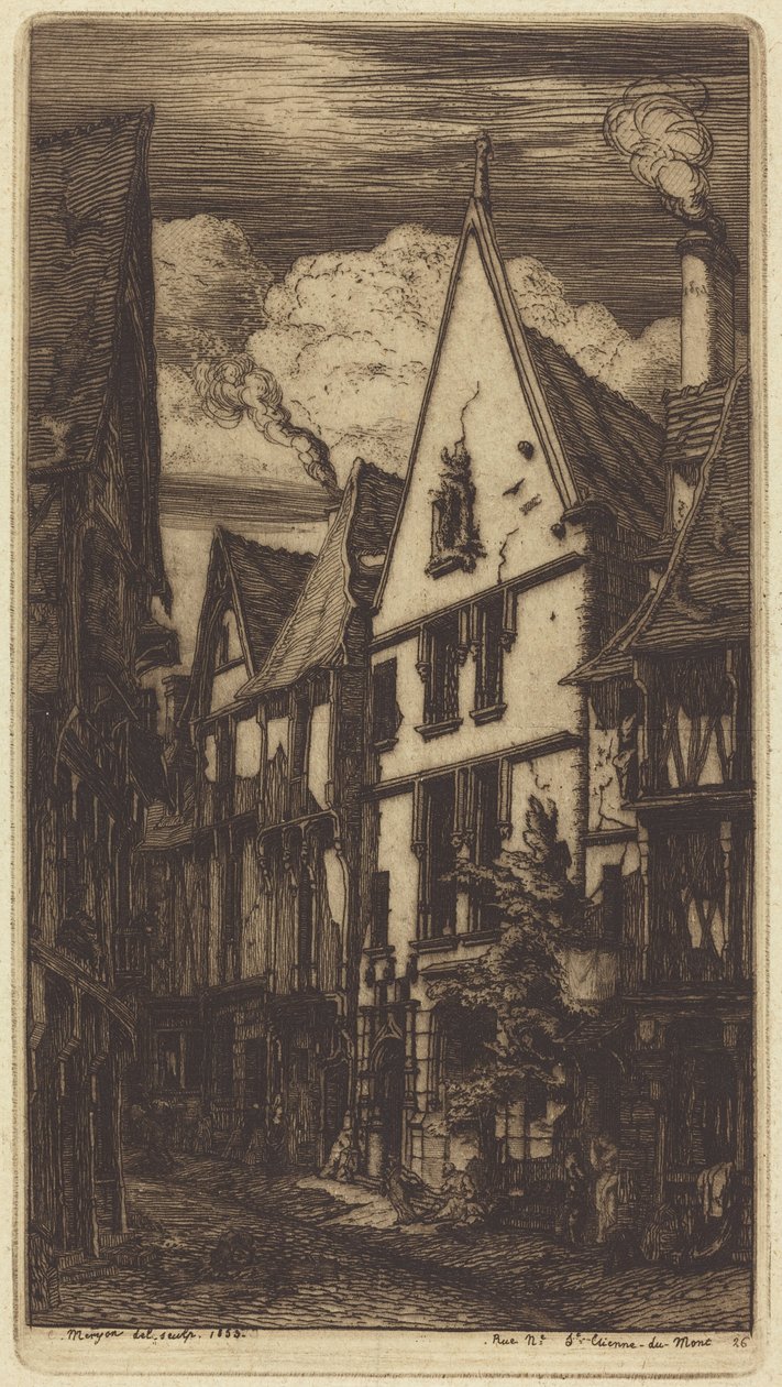 La calle de las Telas, en Bourges de Charles Meryon