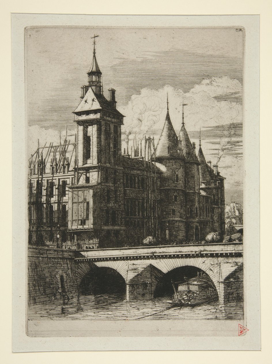 La torre del reloj, París de Charles Meryon