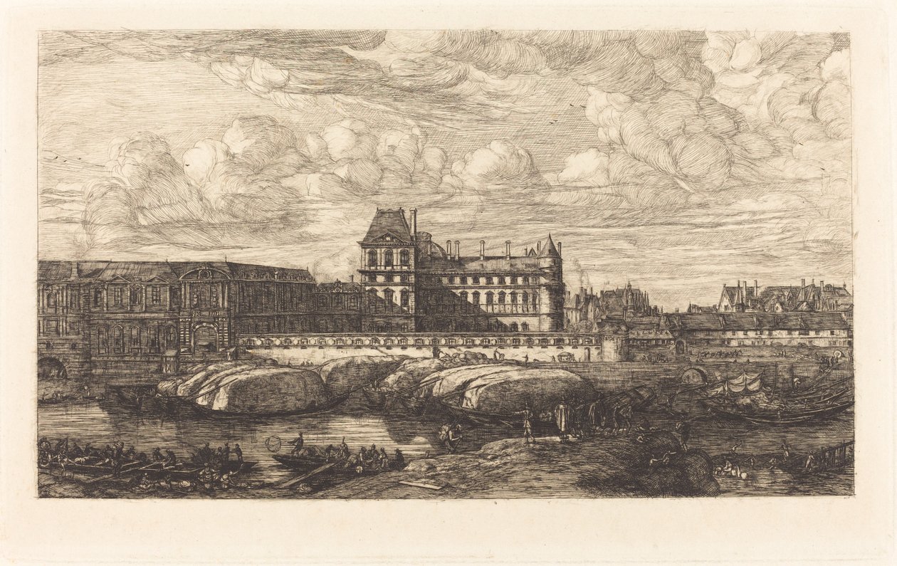 El antiguo Louvre, de una pintura de Zeeman, 1651 de Charles Meryon
